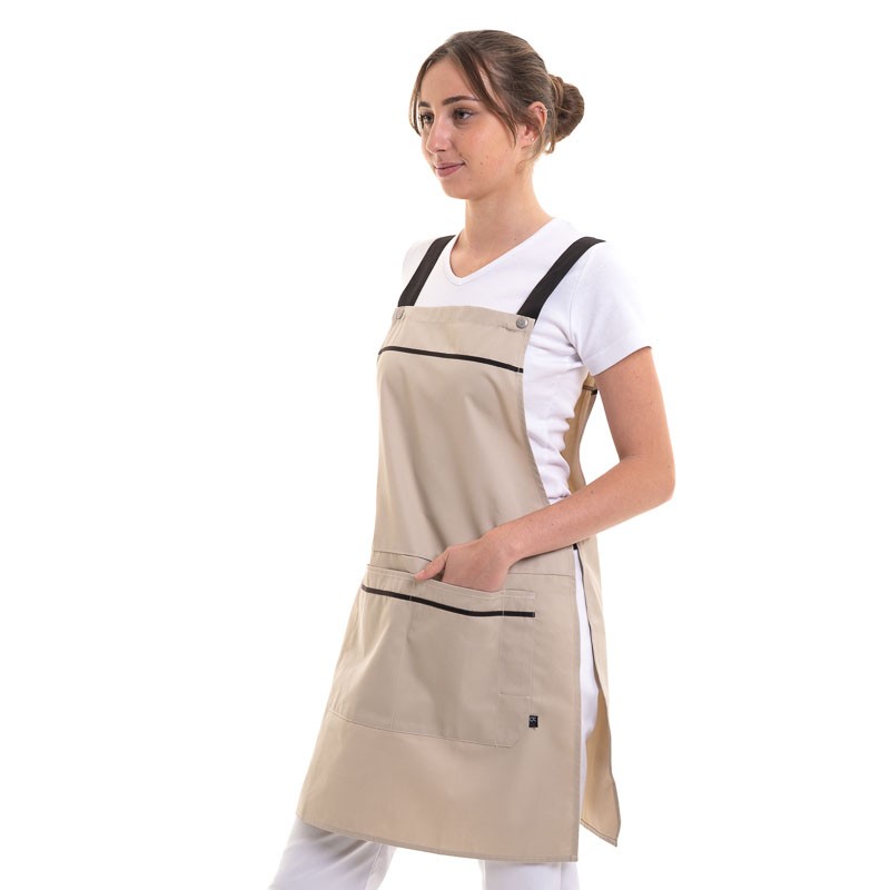 tablier beige à liseré chocolat idéal patissiere