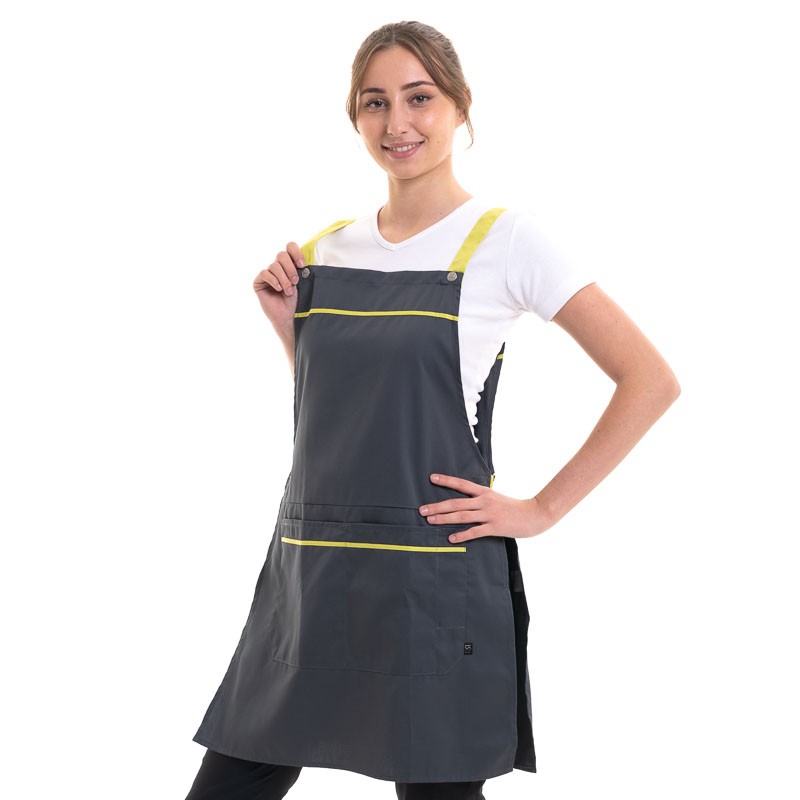 tablier gris à liseré vert anis robur femme