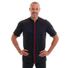 Veste de Cuisine Appollo Noir à Liseré Rouge à Manches Courtes - ROBUR