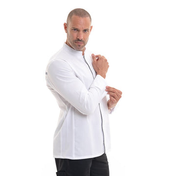 veste de restauration blanche et noir