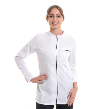 Veste de cuisine ekira ml s blanc gar noir