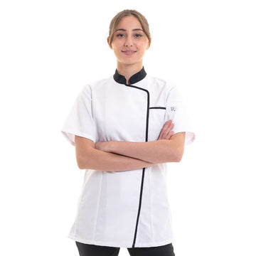 Veste de cuisine femme blanche Robur liseré noir