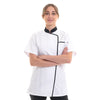 Veste de Cuisine Femme Manches Courtes Expression Blanche Liseré Noir - ROBUR