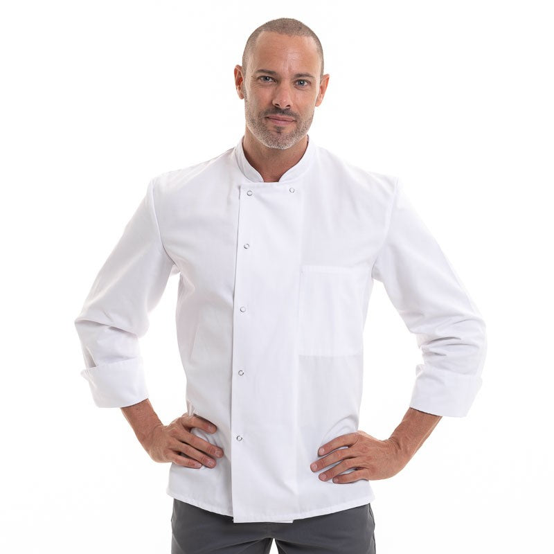 veste de cuisine apprenti blanche inox manches longues