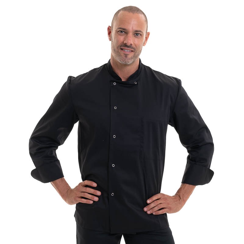 veste de cuisine apprenti noire inox manches longues