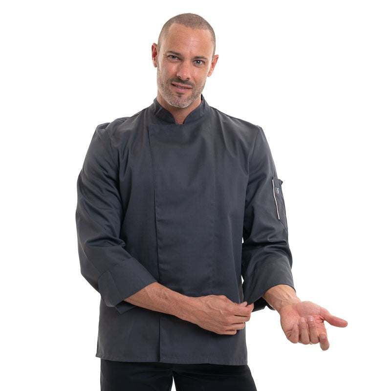 veste de cuisine nero grise manches longues