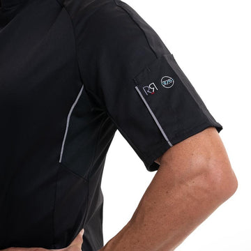 veste de cuisine disponible en noir et en blanc