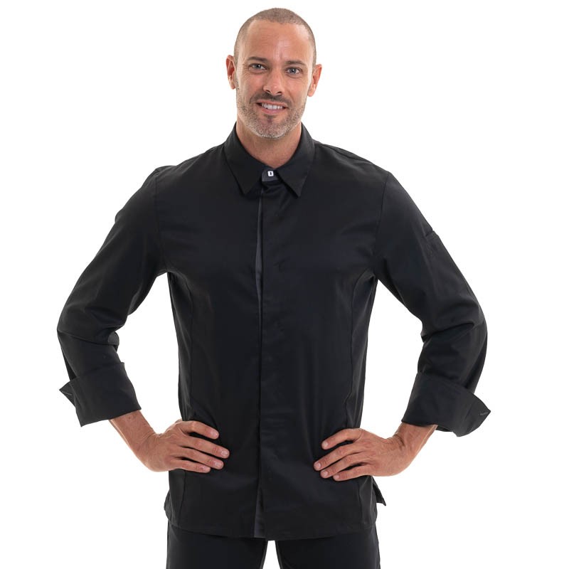 veste de cuisine temi noir avec col jean