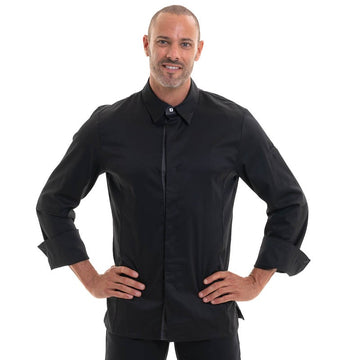 veste de cuisine temi noir avec col jean
