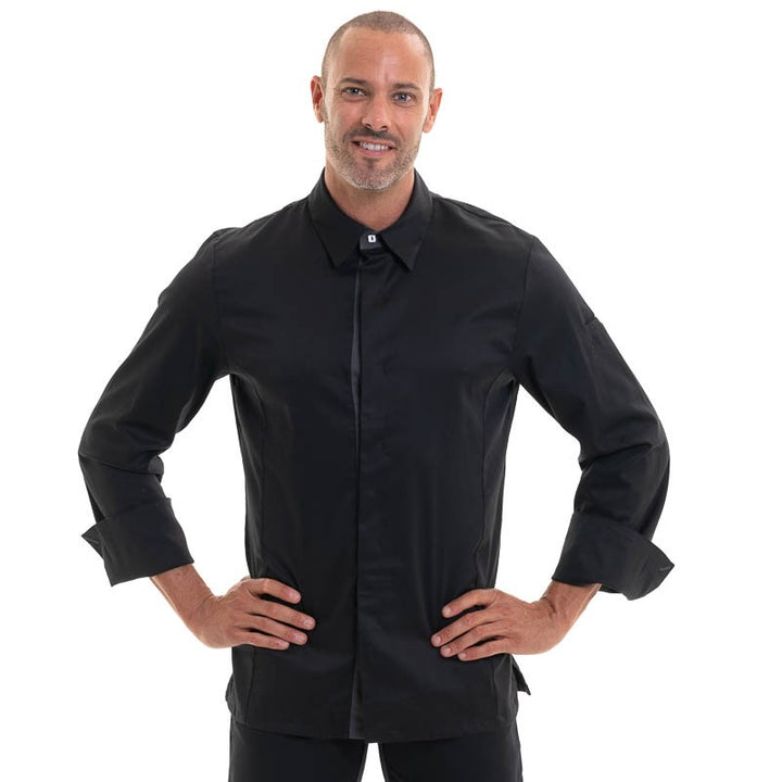 veste de cuisine temi noir avec col jean
