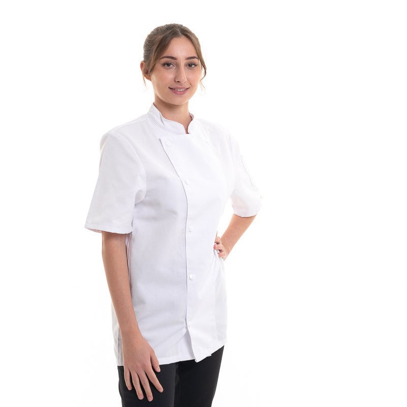 veste de cuisine manches courtes blanches femme ou homme