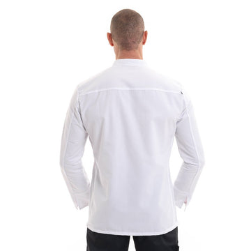 Veste de Cuisine Blanche Abax Manches Longues - ROBUR - Maille respirante sur les côtés