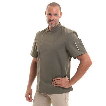Veste de cuisinier Nero Kaki Manches Courtes ROBUR