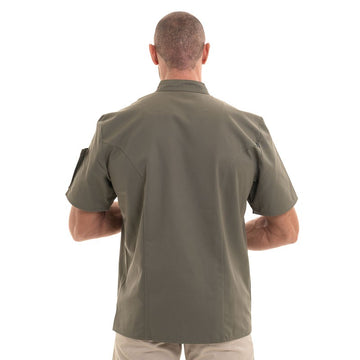 Veste de cuisine Robur couleur Kaki vue dos et manches courtes