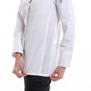 veste cuisine avec maille respirante sur le cote pour femme