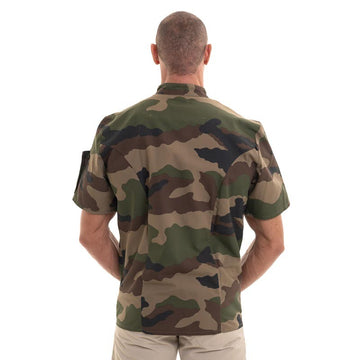 veste de cuisine nero macnhes courtes imprimé militaire