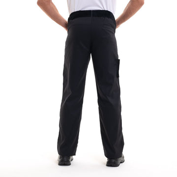 Dos du pantalon de cuisine Arenal en coloris noir avec ceinture ajustable