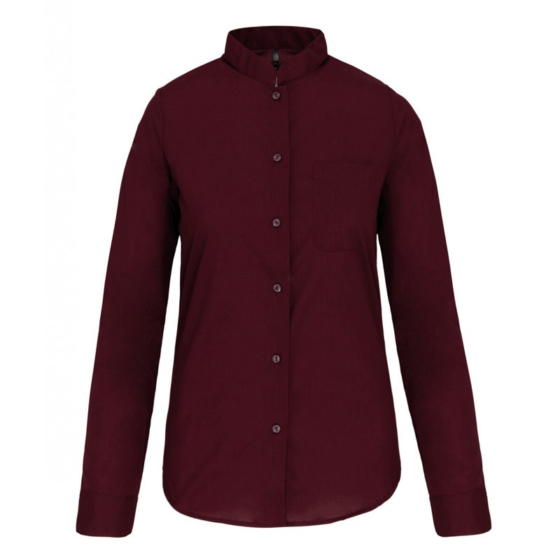 chemisier bordeaux col mao femme