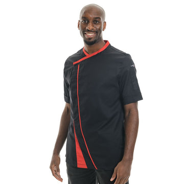 Veste professionnelle cuisine rouge et noire homme Lafont