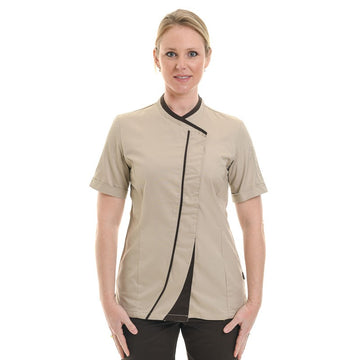 veste de cuisine beige et marron ginseng