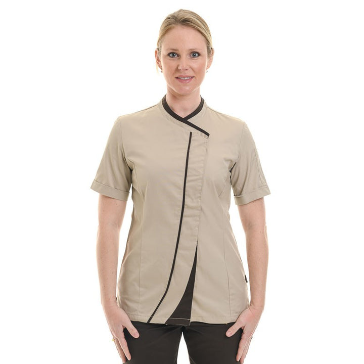 veste de cuisine beige et marron ginseng