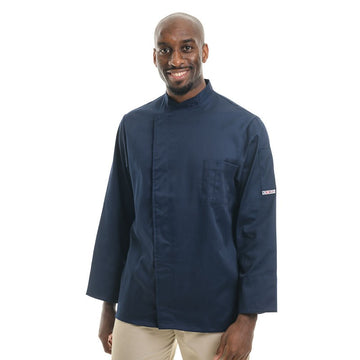 Veste de Cuisine bleu - Primo, coupe sobre, couleur unie, manche longue