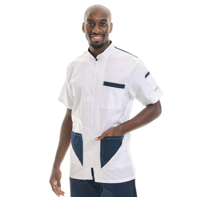 blouse médicale bleu et blanche manelli