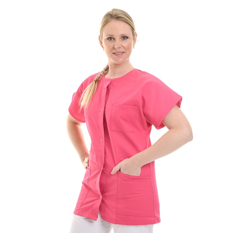 Blouse médicale rose  femme manche courte promo confort pas cher