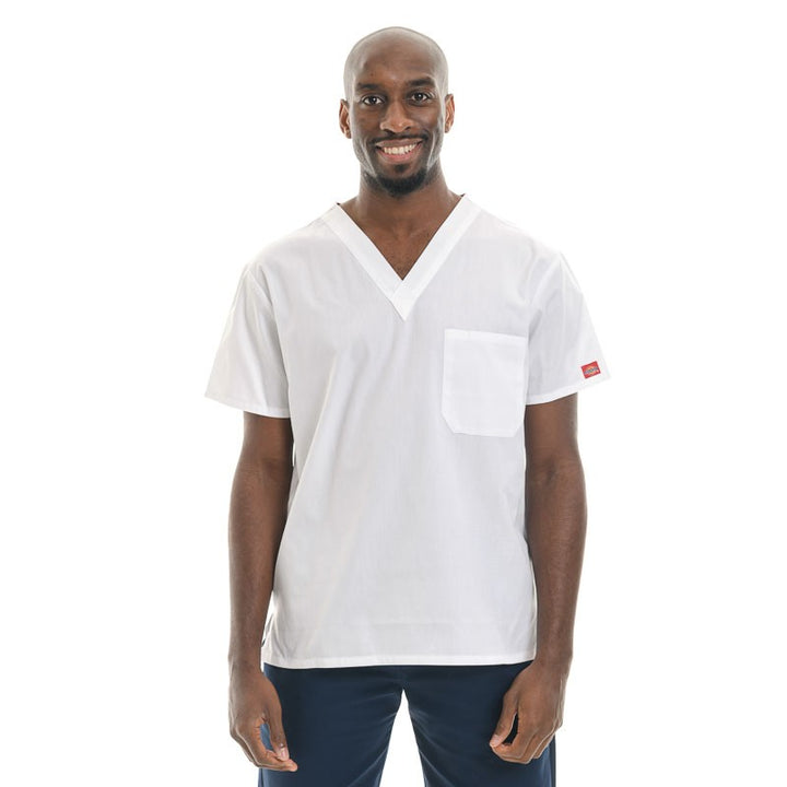 Tunique médicale col V mixte blanc