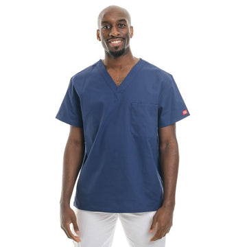 Tunique médicale col V mixte bleu marine