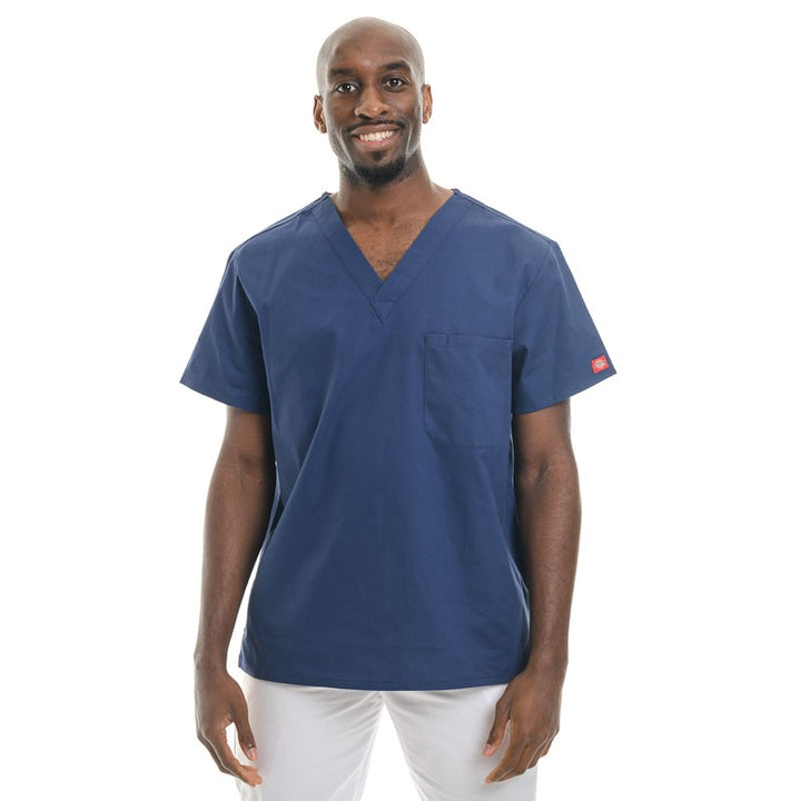 Tunique médicale col V mixte bleu marine