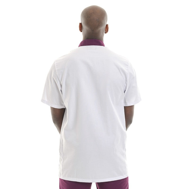 Blouse médicale homme col bordeaux - Claudio manches courtes promotions pas cher confortables