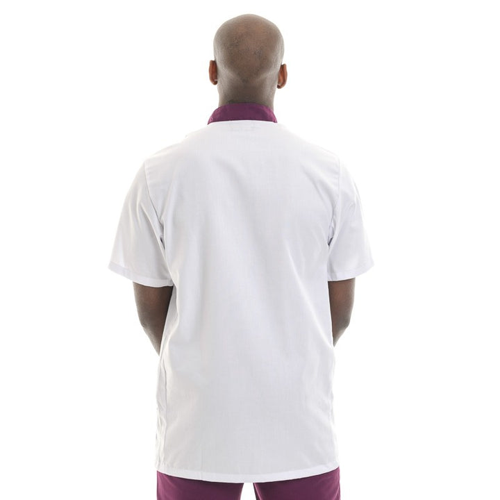 Blouse médicale homme col bordeaux - Claudio manches courtes promotions pas cher confortables