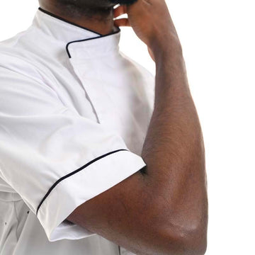 Veste de Cuisine Blanche Liseré Noir Poche à Stylo