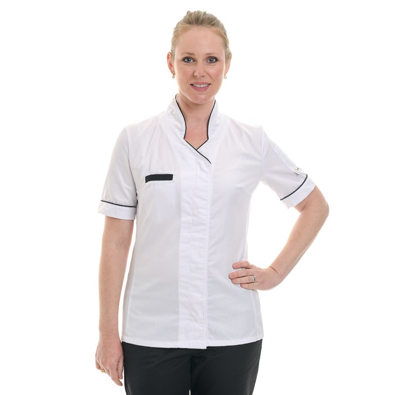 Veste de cuisine femme noire et blanche