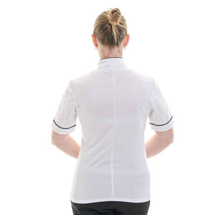 veste de cuisine liseré noir femme