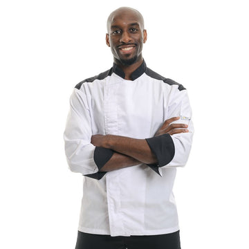 veste cuisine noire et blanche manches longues