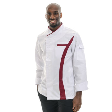 Veste de cuisine Coriandre Blanc/Bordeaux