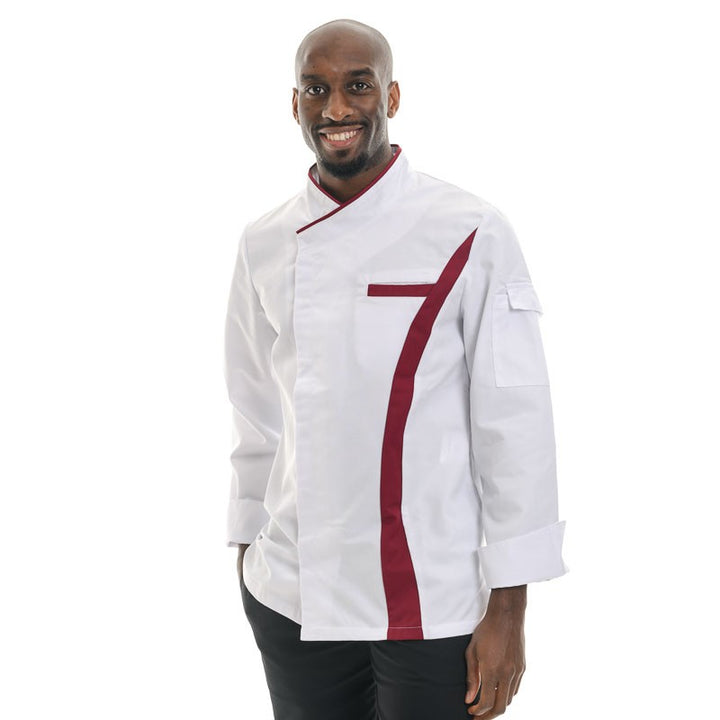 Veste de cuisine Coriandre Blanc/Bordeaux