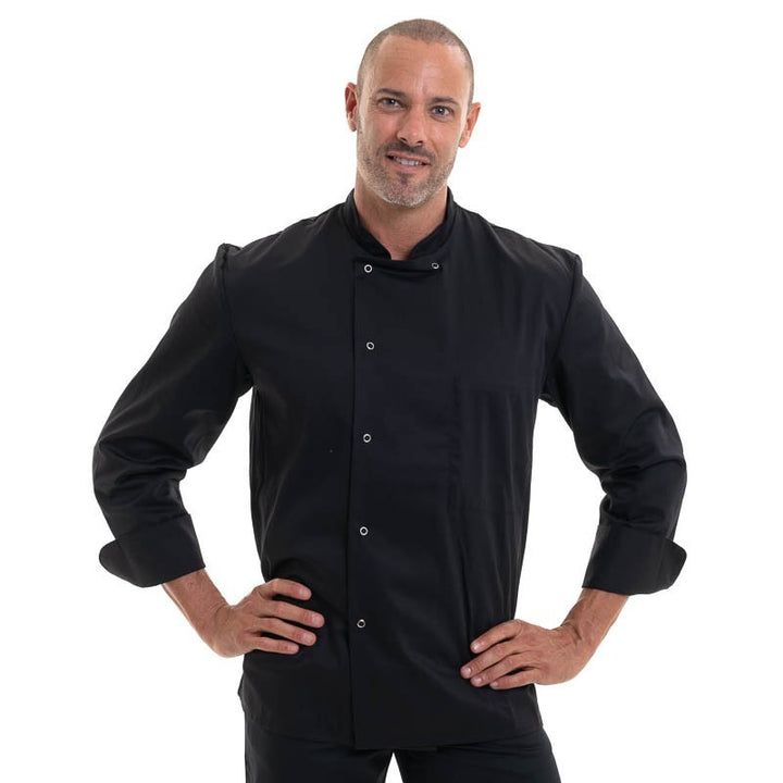 veste de cuisine apprenti noire inox manches longues