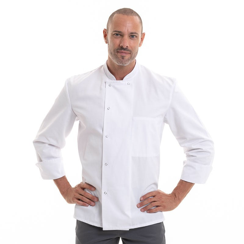 veste de cuisine apprenti blanche inox manches longues