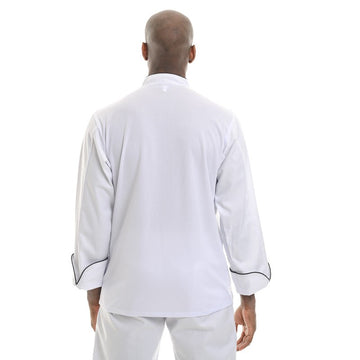 Veste de Cuisine Blanche Respirante liseré gris - MANELLI