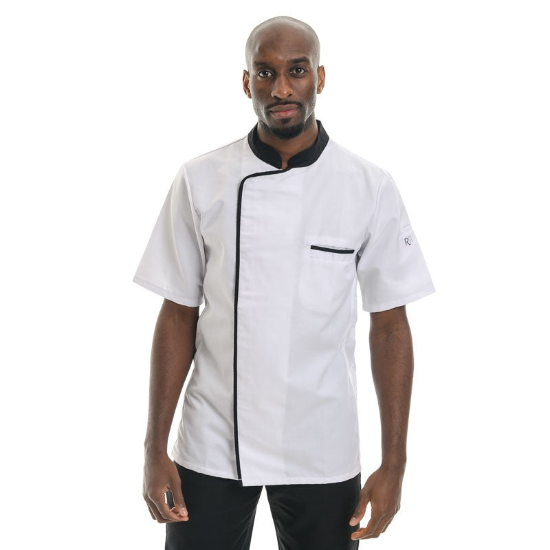 Veste de Cuisine de la Marque Robur Blanche Liseré Noir