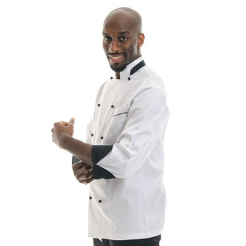 veste de cuisine col à liseré noir original
