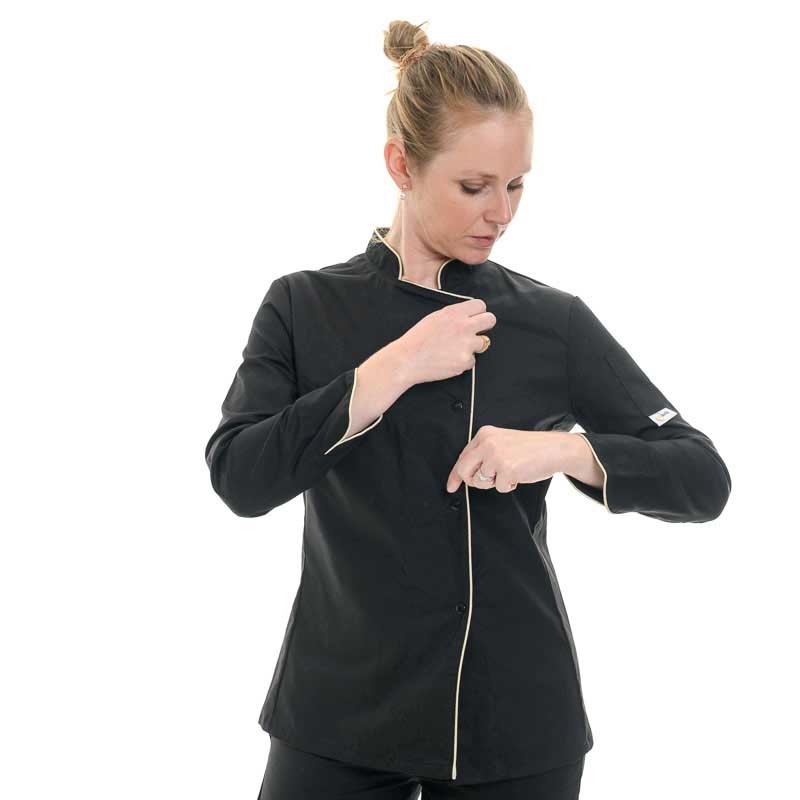veste de cuisine liseré or femme