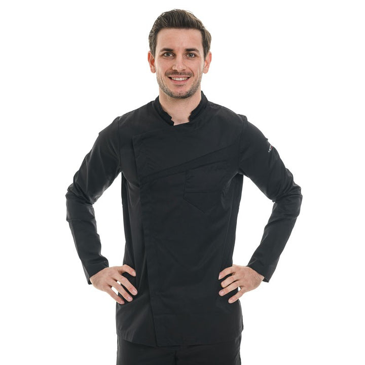 veste de cuisine noire double col homme