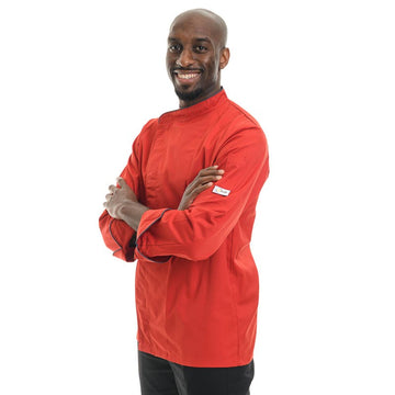 Veste de cuisine rouge liseré gris - ML - MANELLI