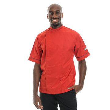 Veste de boucher rouge liseré gris - MANELLI