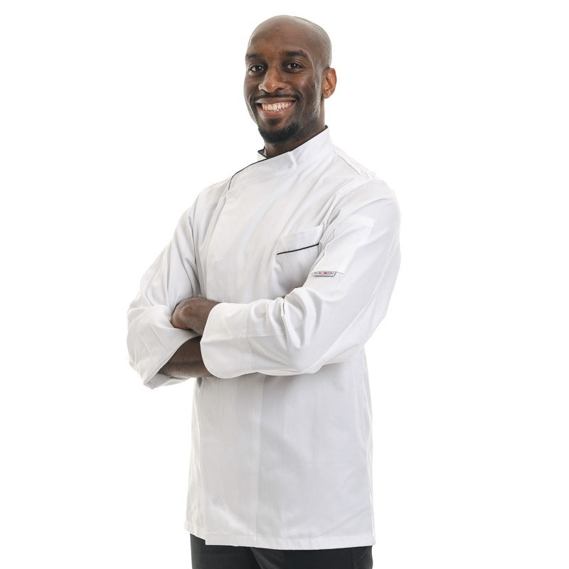 Veste de cuisine coupe droite avec poche poitrine, bouton pression