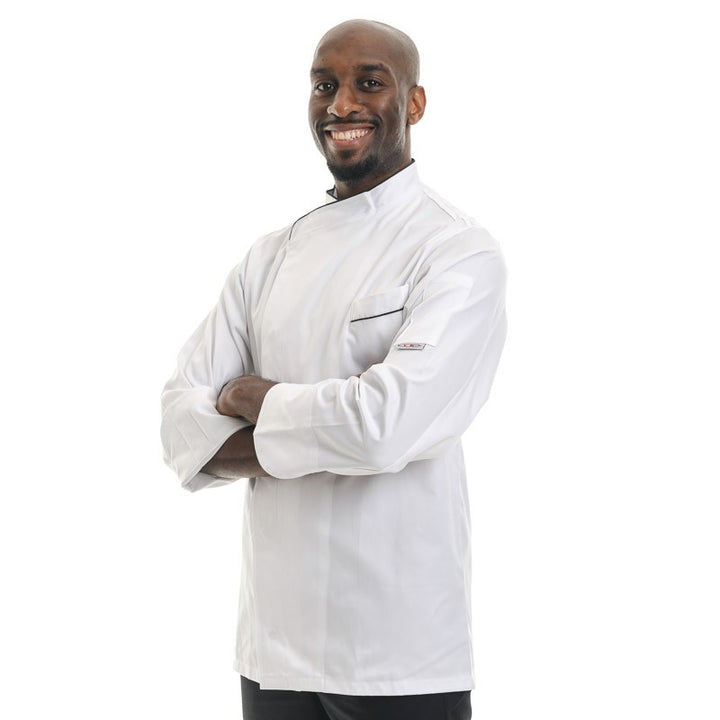 Veste de cuisine coupe droite avec poche poitrine, bouton pression